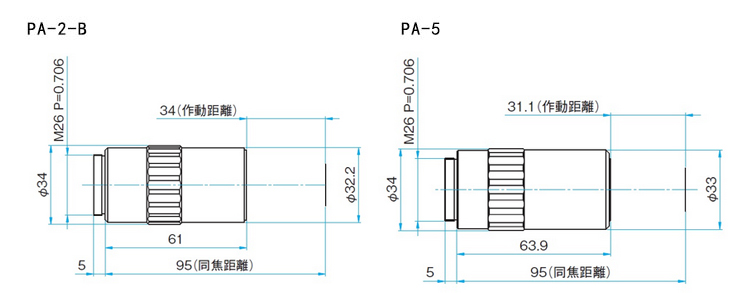 超長(zhǎng)工作距離物鏡 明視野觀察用 無限遠(yuǎn)PA-20-L-A